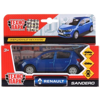 Машина металл RENAULT sandero, 12 см, двери, багаж., инерц. SB-17-61-RS-N(BU)-WB